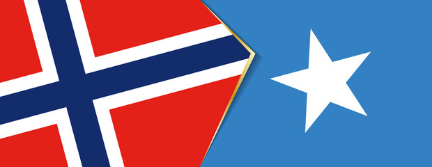 Norway and Somalia flags, two vector flags.