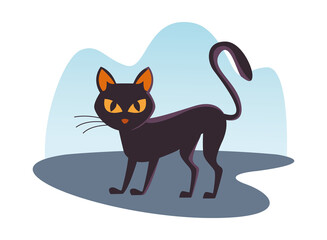 halloween cat black isolated icon