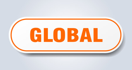 global sign. rounded isolated button. white sticker