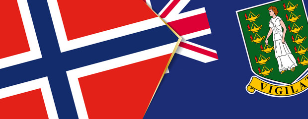 Norway and British Virgin Islands flags, two vector flags.