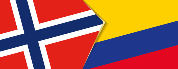 Norway and Colombia flags, two vector flags.