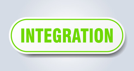 integration sign. rounded isolated button. white sticker