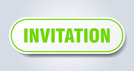 invitation sign. rounded isolated button. white sticker