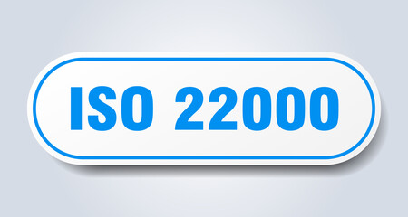 iso 22000 sign. rounded isolated button. white sticker