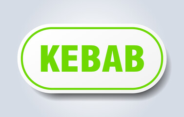 kebab sign. rounded isolated button. white sticker
