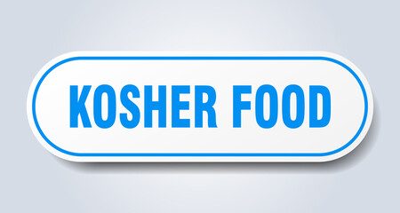kosher food sign. rounded isolated button. white sticker