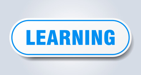 learning sign. rounded isolated button. white sticker