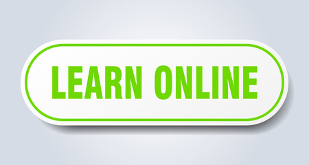 learn online sign. rounded isolated button. white sticker