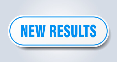 new results sign. rounded isolated button. white sticker