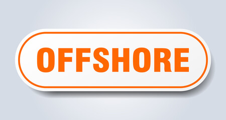 offshore sign. rounded isolated button. white sticker