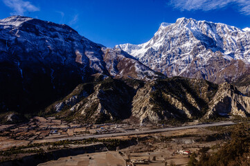 annapurna circuit, view of annapurna, annapurna III, humde airport, humde village, manang, himalaya, hike, trek, nepal, snow capped mountain, covered with snow