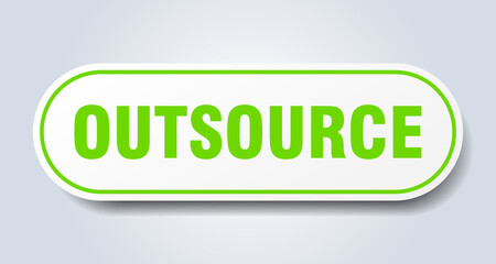 outsource sign. rounded isolated button. white sticker