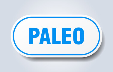 paleo sign. rounded isolated button. white sticker