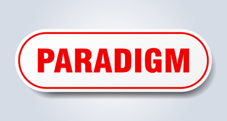 paradigm sign. rounded isolated button. white sticker