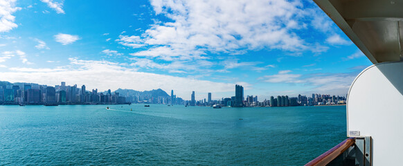 Hong Kong panorama from cruise ship en-route to Vietnam