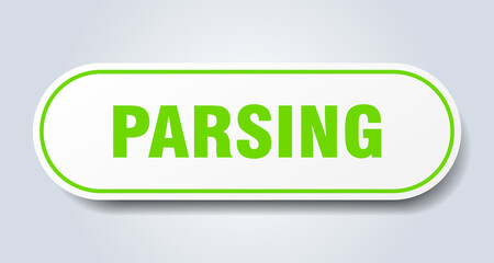 parsing sign. rounded isolated button. white sticker