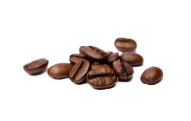 Roasted coffee beans isolated on white background