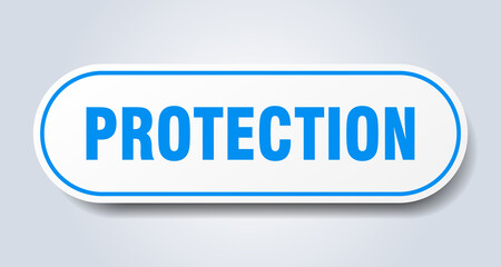 protection sign. rounded isolated button. white sticker