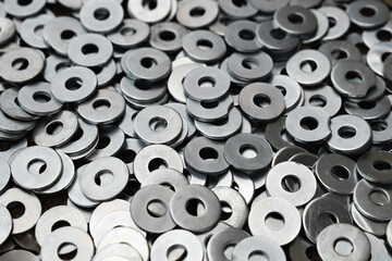Heap of stainless shims. Background