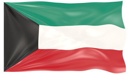 3d Illustration of a Waving Flag of Kuwait