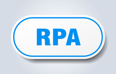 rpa sign. rounded isolated button. white sticker