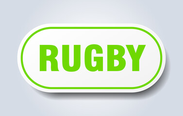 rugby sign. rounded isolated button. white sticker