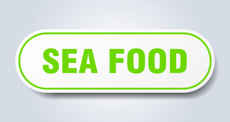 sea food sign. rounded isolated button. white sticker