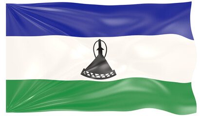 3d Illustration of a Waving Flag of Lesotho