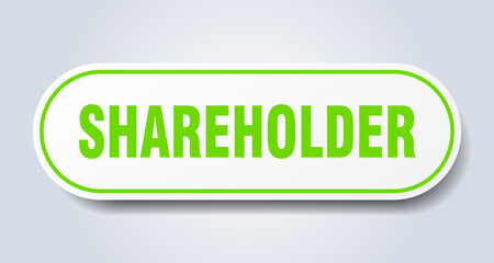 shareholder sign. rounded isolated button. white sticker