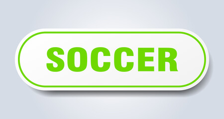 soccer sign. rounded isolated button. white sticker