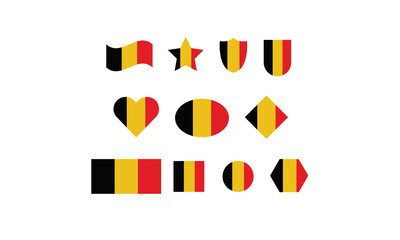 Belgium flag set shape symbol vector illustration