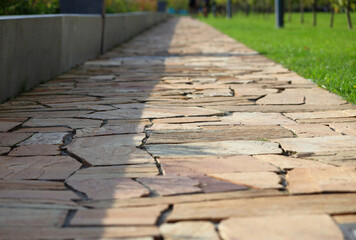 sandstone road in the park for walking, selective focus