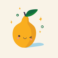 Cartoon style pears illustration. Kawaii food vegetable design. 