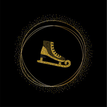 Skates With Sequins And Glitter. Trendy Kids Print. Vector Hand Drawn Illustration.