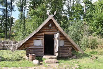 Fototapeta na wymiar vikings classic hut in wooden style
