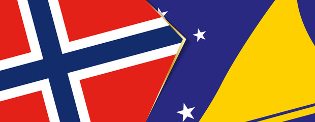 Norway and Tokelau flags, two vector flags.