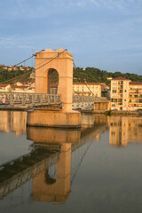 Obraz premium the Place de Saint Colombe bridge across the Rhone River in Vienne, France