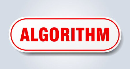 algorithm sign. rounded isolated button. white sticker