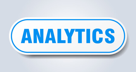 analytics sign. rounded isolated button. white sticker