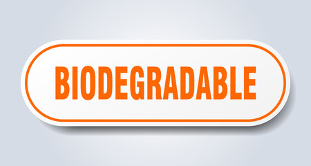 biodegradable sign. rounded isolated button. white sticker