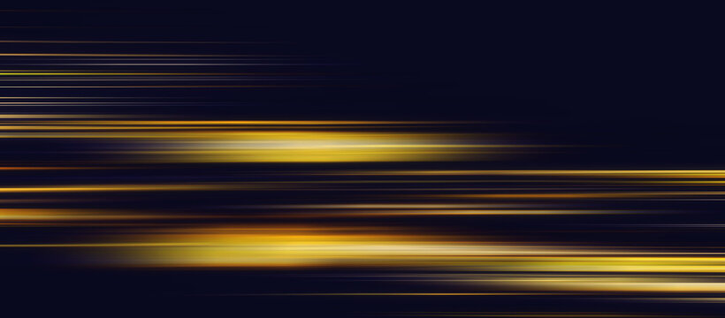 Yellow Light Trails On Black Background