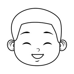 cute little boy student head character line style