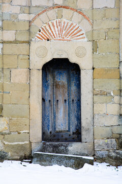 Old blue wooden door