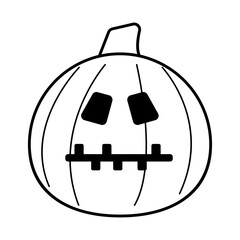 halloween pumpkin with stitched mouth line style icon