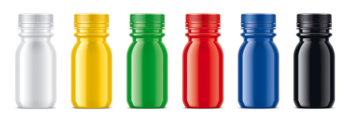 Set of Colored Plastic Bottles. Non-transparent version. 