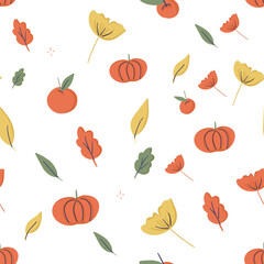 Autumn cute leaves seamless pattern