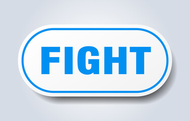 fight sign. rounded isolated button. white sticker