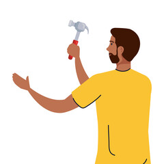 man cartoon with construction hammer design of working maintenance workshop and repairing theme Vector illustration
