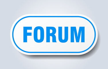 forum sign. rounded isolated button. white sticker