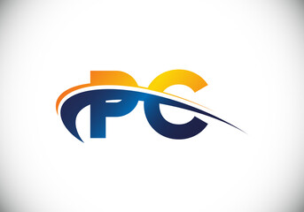 Initial Monogram Letter P C Logo Design Vector Template. P C Letter Logo Design